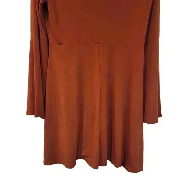 Bcbgeneration Women's Burnt Orange Poly/Spandex A-Line Mock Neck Long Bell Sleev - Picture 7 of 10